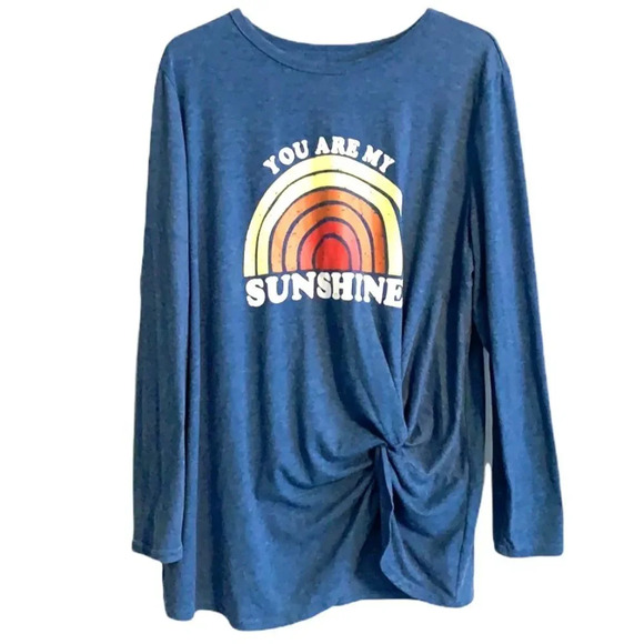 You are My Sunshine Vintage Style Graphic Tee Top T-shirt Tshirt 1X Plus Rainbow - Picture 2 of 5